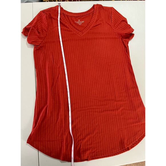 Cuddl Duds Wide Rib V-Neck Tee w/ Side Slits Terra Cotta Red NWOT SIZE XS - Picture 7 of 7